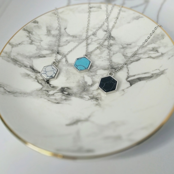 Geometric Hexagon Necklaces - Picture 2 of 4